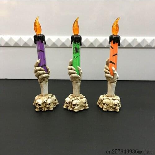 60Pcs Halloween Led Candles Skeleton Ghost Hand Candle Flameless Electronic Candles Light Halloween Day Decoration