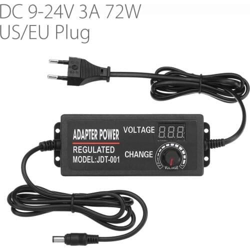 DC 9-24V 3A 72W AC/DC Adapter Switching Power Supply Adjustable Power Adapter Display EU/US Plug
