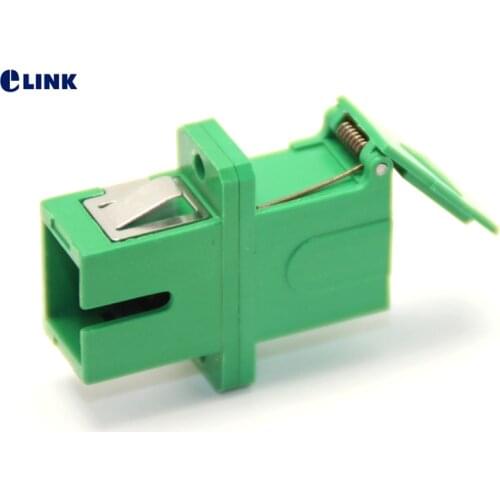 500pcs SC APC UPC Adapter with shutter ftth sc Fiber Optic coupler green SM connector with open dust shutter Avoid Laser ELINK