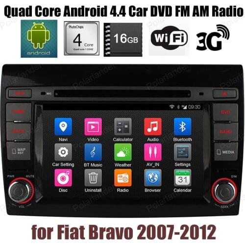Android4.4 Car DVD 16G ROM Quad Core Support BT 3G WiFi GPS DTV DAB+ TPMS For Fiat Bravo 2007-2012 FM AM radio