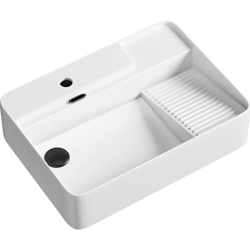 White Above Counter Basin Washing Side Draining Washing With Washing Balcony Ceramic Pool