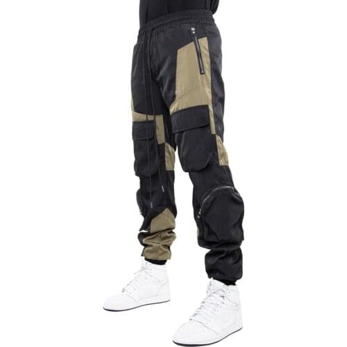 New side pocket cargo pants mens hip-hop color matching casual jogging pants trousers fashion casual street pantalones