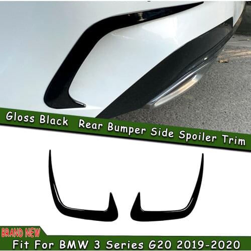 Car Rear Fog Light Eyebrow Glossy Black Bumper Cover Trim For BMW 3 Series G20 2019-2020 Trunk Spoiler Lip Sticker Tail Wing