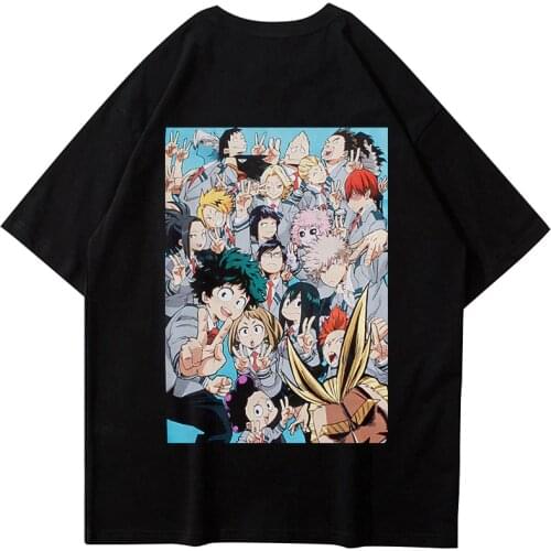 My Hero Academia Big collection Cartoon T Shirt Men Himiko Toga Graphic Hip Hop Tops Tees Front and back printing anime T-shirt