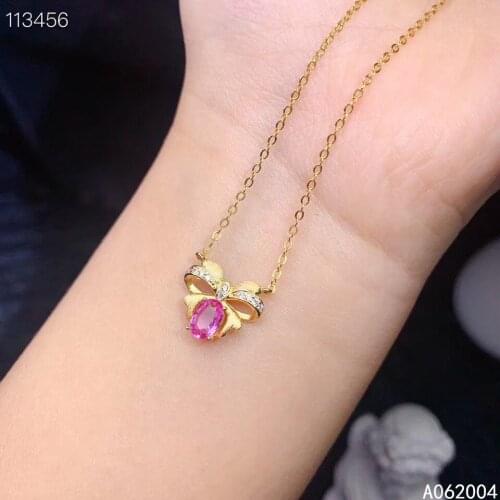 KJJEAXCMY Fine Jewelry 925 Sterling Silver Inlaid Natural Pink Sapphire Female Miss Woman New Pendant Necklace Popular