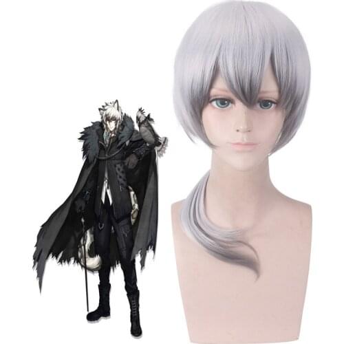 Game Arknights SilverAsh Cosplay Wig 40cm silver gray Heat Resistant Synthetic Hair Halloween party Carnival Wigs