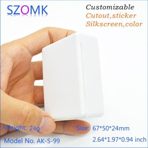 4 pcs, 67*50*24mm szomk white plastic pcb enclosure electronics diy instrument enclosure gps tracker plastic housing project box