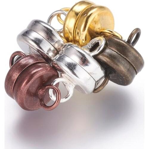 50 sets Brass Magnetic Clasps For DIY Jewelry Making Necklaces Bracelets Handicrafts Supplies Flat Round Mixed Color 11x7mm