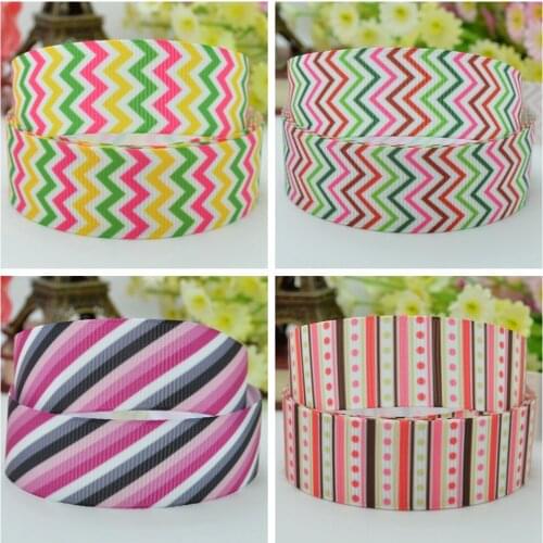 10 Yards 22mm 7/8" stripe chevron Pretty Girls Printed grosgrain ribbon hair bow Headwear DIY hair accessories retail