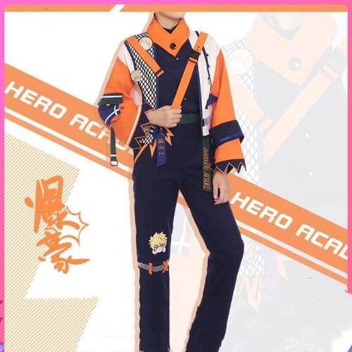 Anime My Hero Academia Bakugou Katsuki Cosplay Costume Fashion Casual Suit Wig Hollowen Full Set Daily