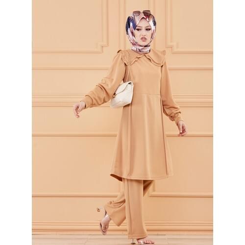 Muslim Women tunic and trousers Twinset-Mink-Spring Summer Autumn Winter