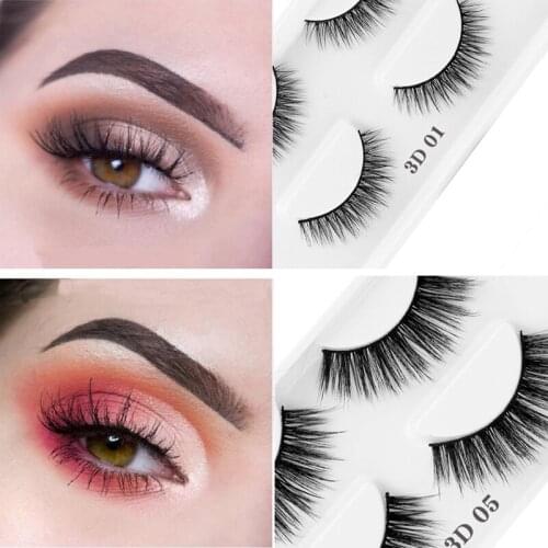 AY 2 Pairs Mink Eyelashes Natural/Thick 5D Faux Lashes Natural False Eyelash HandMade Eyelashes 2020 New Woman Makeup Tools