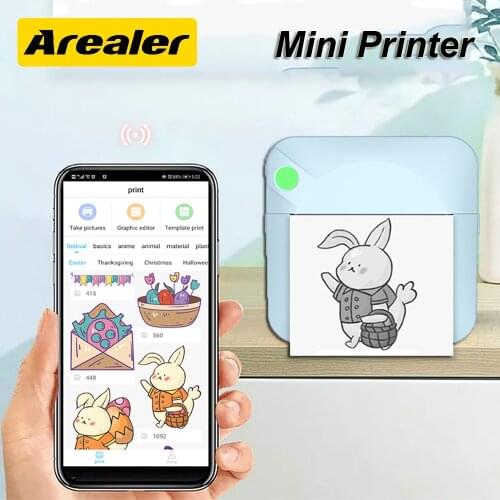 2021 New Portable Mini Thermal Printer Wirelessly BT 200dpi Photo Label Memo Wrong Question Printing with USB Cable portable