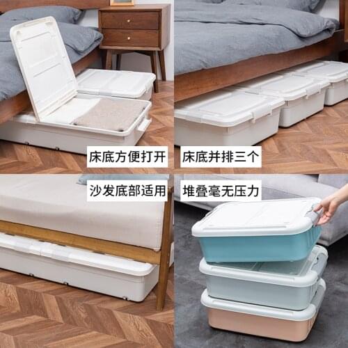 Under The Bed Storage Box, Flat Belt Wheels, Plastic King Size Thin Pulley Storage Box, Under The Clothes Quilt Storage Box