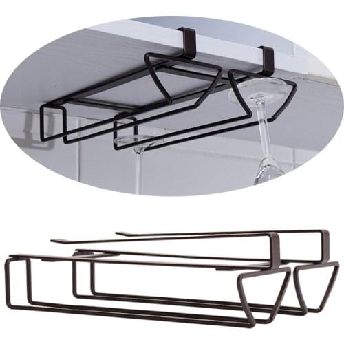 Wine Glass Holder Under Cabinet Rack Storage Organizer Stemware Racks Double Row Hanger Shelf Metal Racks