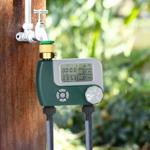 Programmable Digital Hose Faucet Timer Automatic Watering Sprinkler System Irrigation Controller with 2 Outlet for Garden Plants