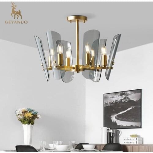 Light luxury gray post-modern Nordic light luxury lighting copper dining room bedroom light simple atmospheric ceiling lamp