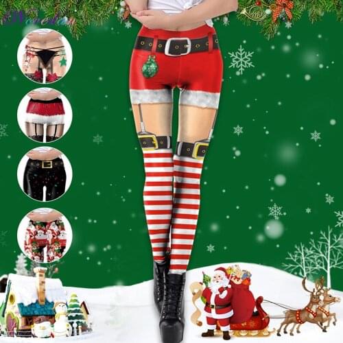 Sexy Women Christmas 3D Santa Claus Fitness Sport Legging Pants High Waist Sports Leggings Womens