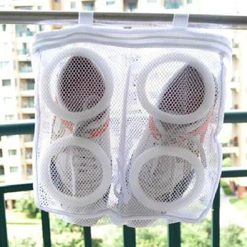 Polyester Net Laundry Bag for Washing Machines Shoes Bra Socks Protection Storage Bag Hanging Drying Bag Household Accessories