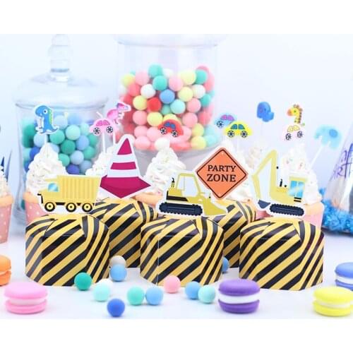 Construction Trucks Favor Box Candy Box Gift Box Cupcake Box Boy Kids Birthday Party Supplies Decoration Event Party Supplies