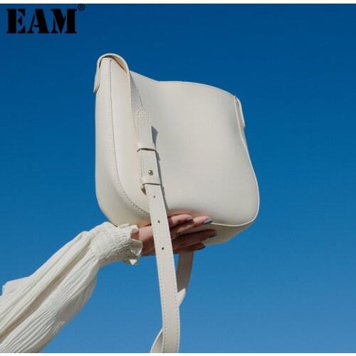 [EAM] Women New White Composite Bag Small PU Leather Personality All-match Crossbody Shoulder Bag Fashion Tide 2021 18A0854