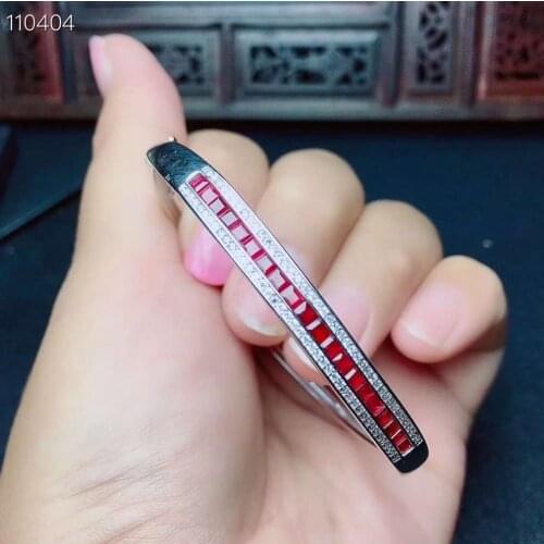 Natural And Real Ruby bangle Bracelet Solid S925 Sterling Silver For Women Color Gem Stone Rings Fine Jewelry