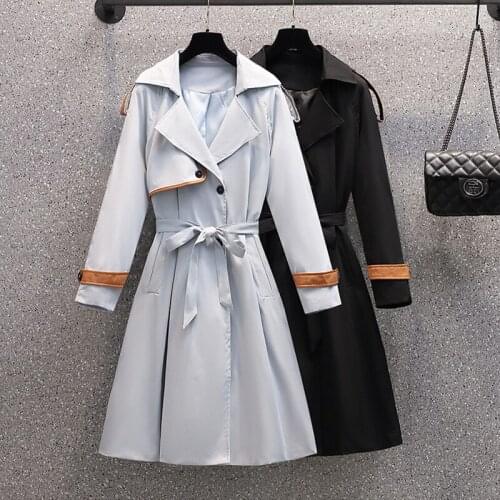 2021 Autumn Winter New Arrival Womens Long Coat Female Double Brasted Slim Windbreaker Korean Belted Trench Coat Ladies Outwear