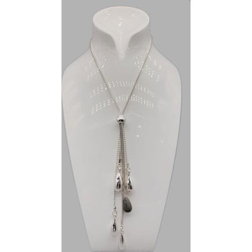 FoLisaUnique Tear Drop Pendants Necklace For Women Silver Plated Snake Chain Daily Wear Jewelry Tassel Pendant Casual Gift