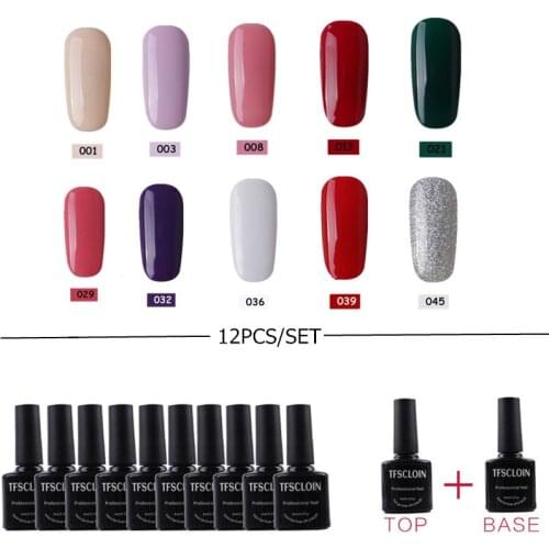 1 Set 10 Colors Gel Nail Polish Soak Off UV LED Nail Gel Kit Semi Permanent Summer Nail Decoration with Base Top Coat
