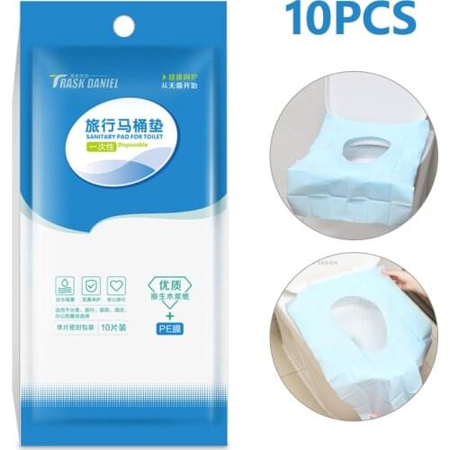 10pcs Waterproof Thicken Paper Mat Business Disposable Large Toilet Seat Cover Pad Closestool for Travel toilet pad Cover Hotel