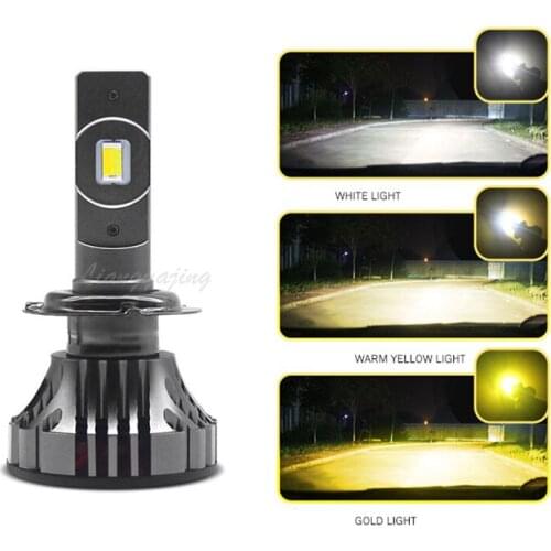 2pcs H1 H3 H7 H11 9005 9006 HB3 HB4 9012 Tricolor Led Headlight H4 Dual Color Led Bulb 120W/Set 12000lm 3000K 4500K 6500K