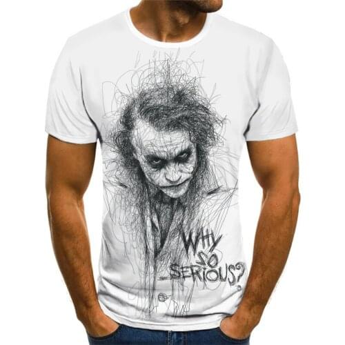 2021 summer clown white wild 3D printing T-shirt mens wild face casual male T-shirt clown short-sleeved funny T-shirt top 110-6