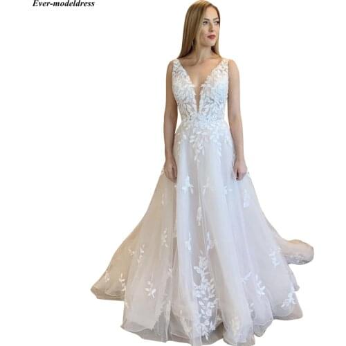 2021 New Boho Lace Wedding Dresses Beach Dresses for Bride Newest Bridal A-Line Size Customized Vestido De Noiva