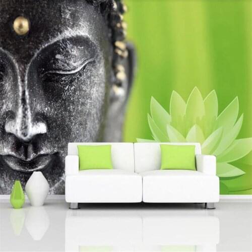 Milofi custom 3D wallpaper mural Buddha statue Zen lotus background wall decoration painting living room bedroom masonry wallpap
