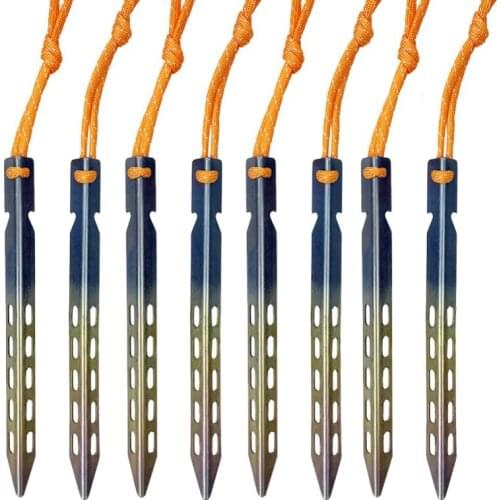 8pcs Titanium Tent Peg Kit V-shaped Pegs Windproof Hiking Camping Titanium Tent Pegs Outdoor Accessories Outdoor Sport