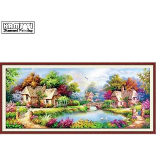 Diamond Embroidery Landscape Cottage Diamond Painting With Square /Round Stone Village Needlework Mosaic Cross Stitch Home XY20