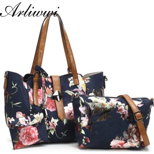 Arliwwi NEW Female Synthetic leather Handbags Bags Women Large Capacity Elegant Flower Embossed Cross body Shoulder Bag PY09