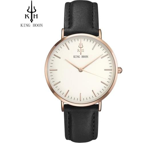 KING HOON 2017 New Fashion Casual Mens Watches Top Brand Luxury Leather Business Quartz Watch Men Wristwatch Relogio Masculino