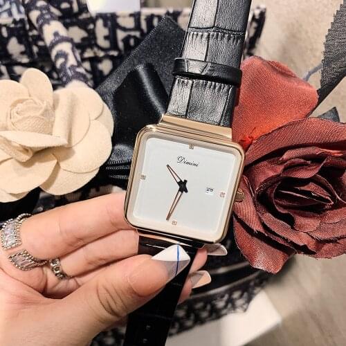 New Style Square Watch Women Fashion Temperament with Calendar Belt Ladies Watches Retro Simple Watch for Women