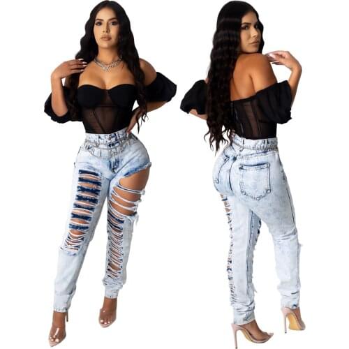European and American womens fashion all-match retro Slim hole non-stretch high waist temperament commuter mom jeans