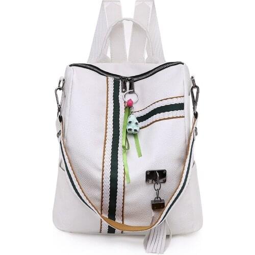 Korean Women Backpack Vintage Patchwork Travel Bagpack Soft Pu Leather School Bags for Teenage Girls Fashion Tassels Rucksack