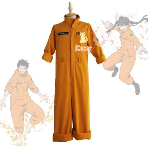 Anime Fire Force Tamaki Kotatsu Cosplay Costume Enen no Shouboutai Jumpsuit Shinra Kusakabe Rompers Takehisa Firefighter Uniform