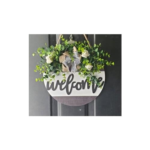 Creative The Letter Welcome Sign Wood Flower Spring Wedding Door Sign Welcome Round Wall Sign Holiday Diy Decorations Gifts