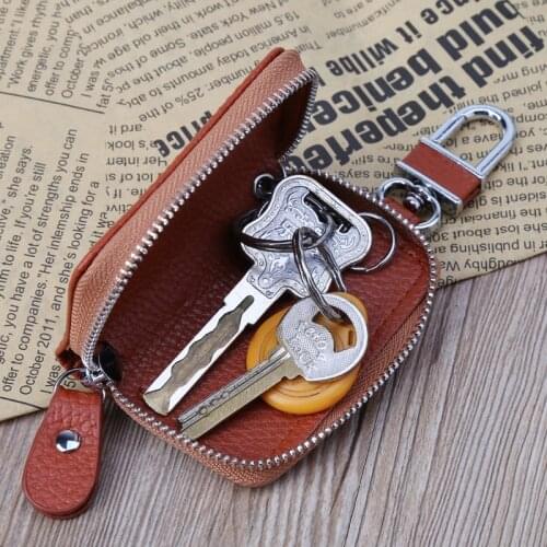 Men Women Leather Car Key Holder Keychain Wallet Case Pouch Purse Keys Bag 28GD