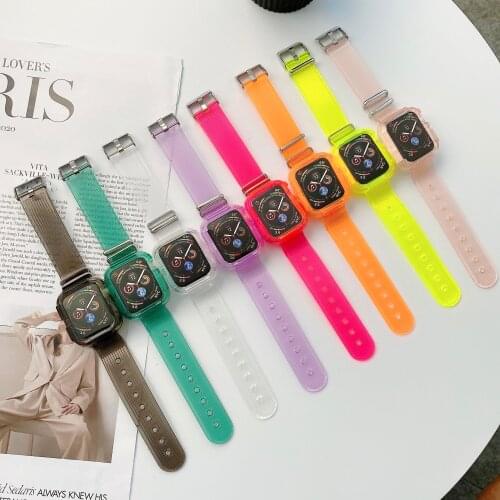 Soft Transparent Rubber Strap for Apple Watch Se 6 40mm 44mm band Bracelet for iWatch Series 5 4 3 Waterproof 38mm 42mm belt