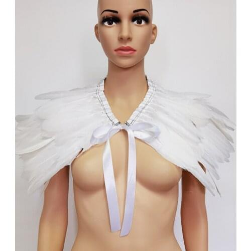 Goose Feather Shoulder Wrap Cape Feather Shrug Shawl Gothic Victorian Cosplay White Natural Feather Fake Collar Party Club Wear