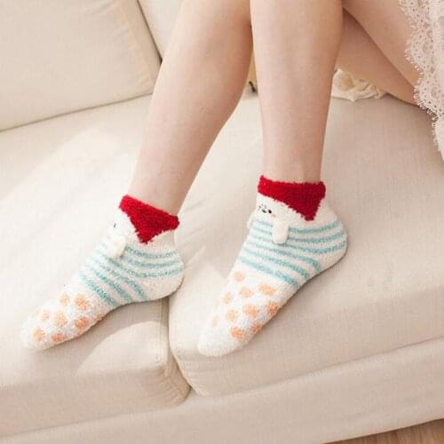 Cartoon Rabbit Thickening Women Cotton Lovely Floor Socks Plush Keep Warm Sleep Ladies Funny Cute Socks Hosiery Winter Kawaii