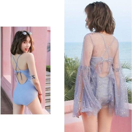 2021 New Korean Sexy Two Piece Swimwear Women Lace Swimsuit Beachwear Monokini Swimming Suit Bodysuit Bathing Suit