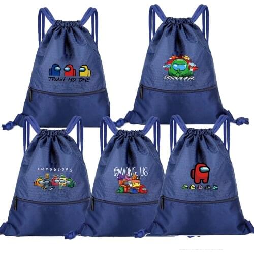 New Among of Us Kid Travel Pouch Storage Clothes Shoes Bags Cotton Drawstring Bags School Portable Zipper High Quality Backpack