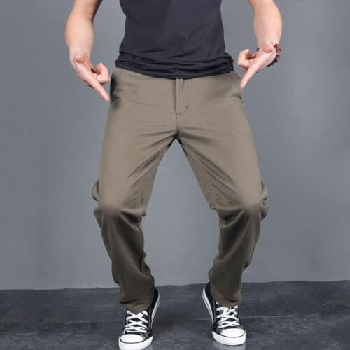 New Mens Spring Autumn Solid Casual Pants Cotton Slim Fit Chinos Fashion Long Trousers Male Pantalon Hombre Plus Size 3XL 4XL